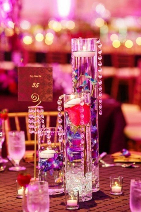 centre de table mariage bougies flottantes